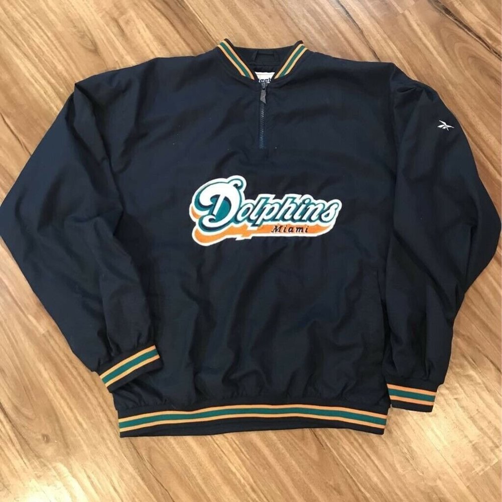 Reebok Mens Varsity Jacket Blue 1/4 Zip Dolphins M